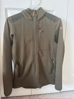 Fjallraven Olive Green Hooded Zip Sweater